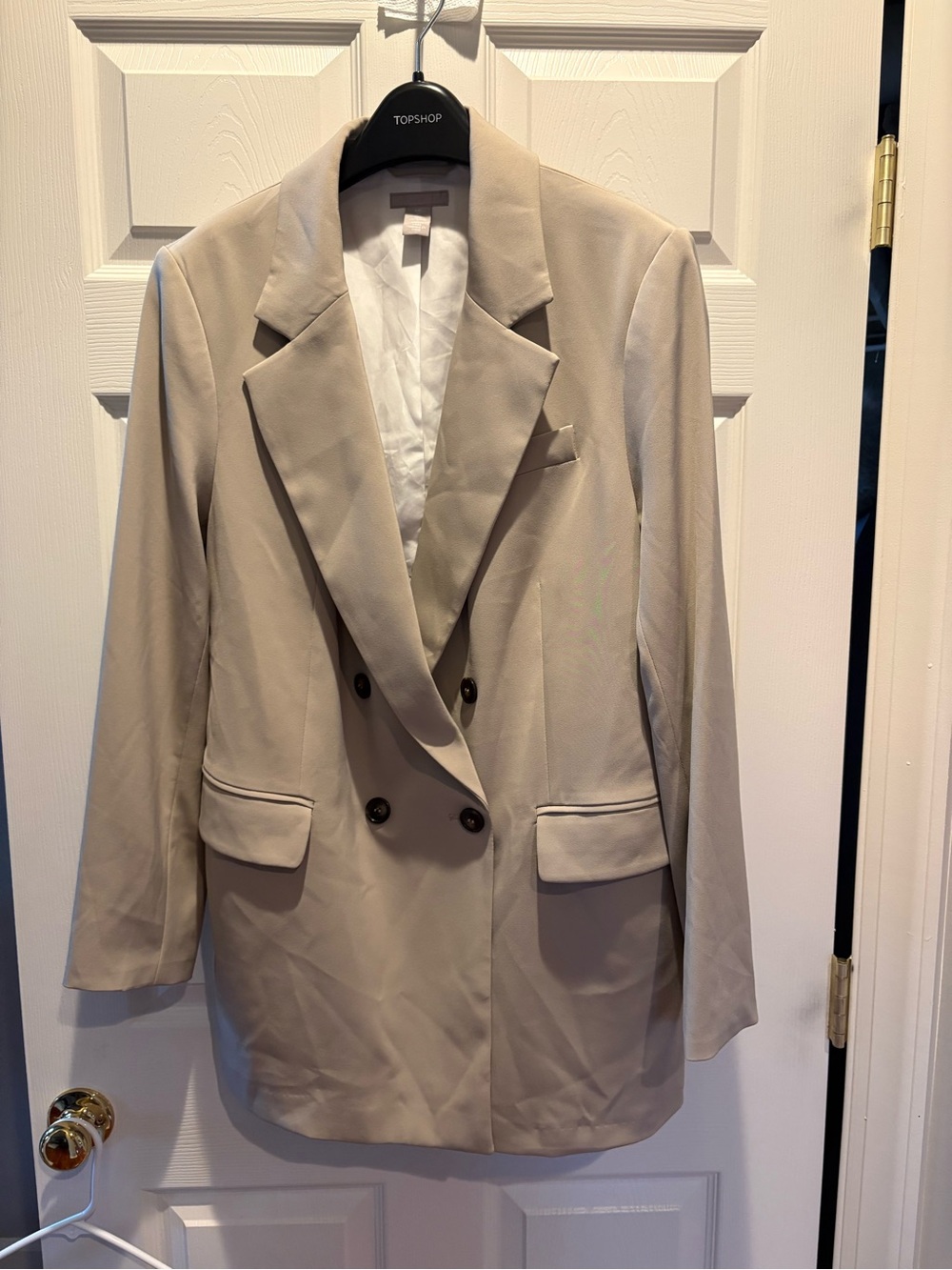 H&M Beige Oversized Double Breasted Blazer Fully Lined Size L